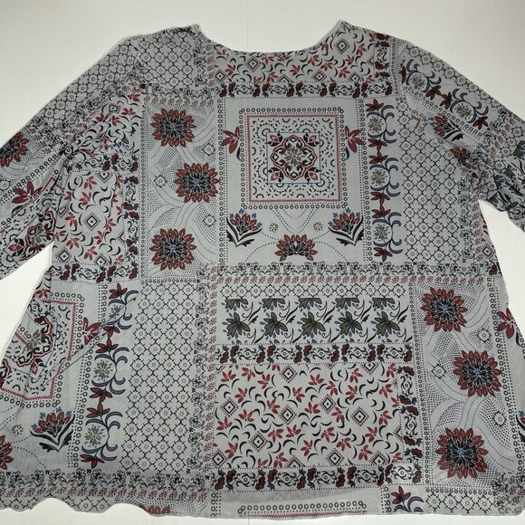 CATHERINES Women Mesh Tunic Top 3/4 Sleeve Floral Multicolor Scoop Neck Sz 4X - Picture 7 of 7